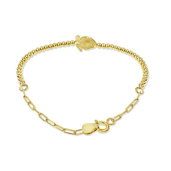 10k Yellow Gold Kids Beaded Bracelet Donald Duck Enamel Adjustable Charm - Picture 2 of 3